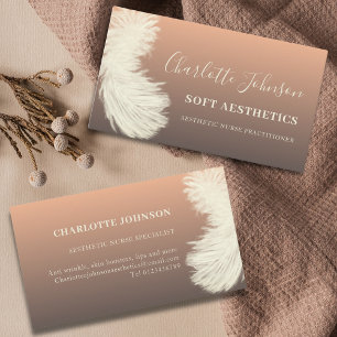Aesthetics Skincare Modern Peach Feather Business Card