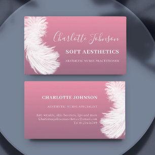 Aesthetics Skincare Modern Pink Feather Business Card