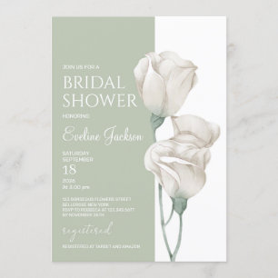 Aethereal pastel green white floral tulips bridal invitation