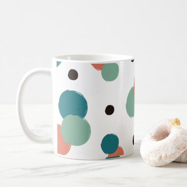 Aethetic Colourful Dots Coffee Mug (With Donut)