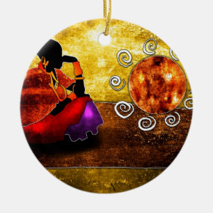 af002 Africa retro vintage style gifts Ceramic Tree Decoration