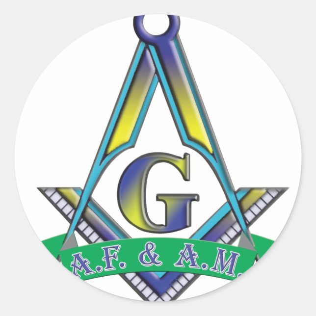 AF & AM CLASSIC ROUND STICKER (Front)