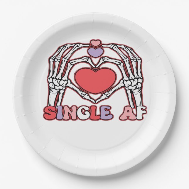 Af Skeleton Hands Valentines Day Classic Paper Plate (Front)