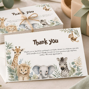 afari Baby Shower Gender-Neutral Safari Animals Thank You Card