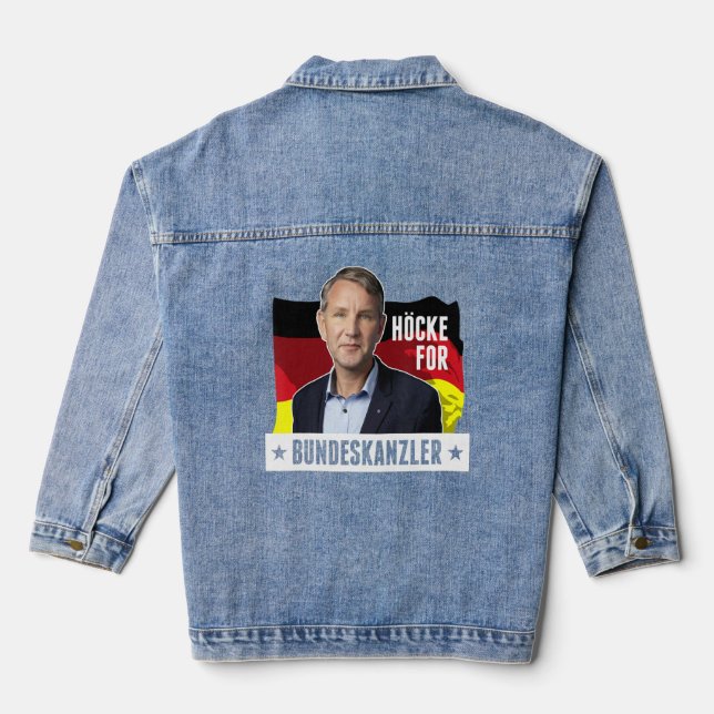 Afd Höcke For German Chancellor Pro Afd Björn Höck Denim Jacket (Back)