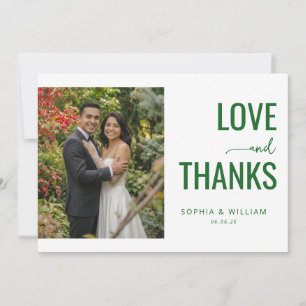 Affectionate Green Elegant Photo Thank You Card