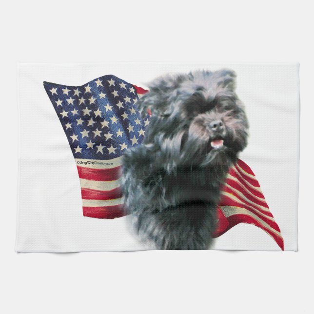 Affenpincher Flag Tea Towel (Horizontal)