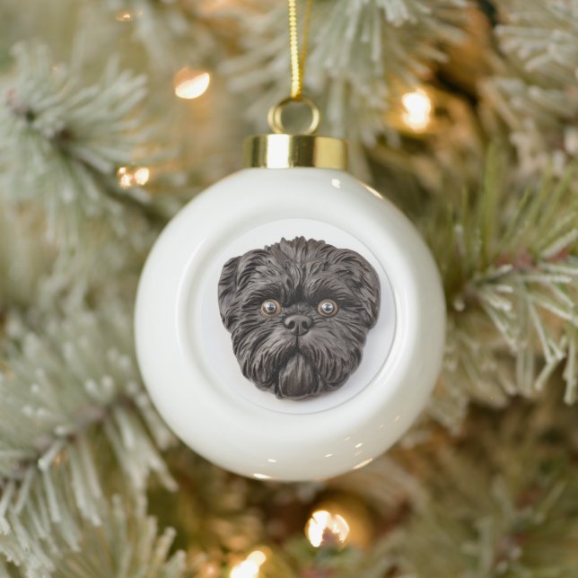 Affenpinscher 3D Inspired Ceramic Ball Christmas Ornament (Tree)