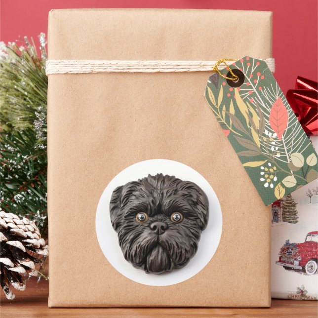 Affenpinscher 3D Inspired Classic Round Sticker (Holiday)