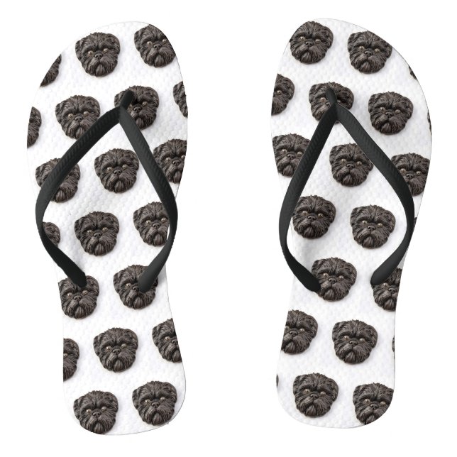 Affenpinscher 3D Inspired Flip Flops (Footbed)