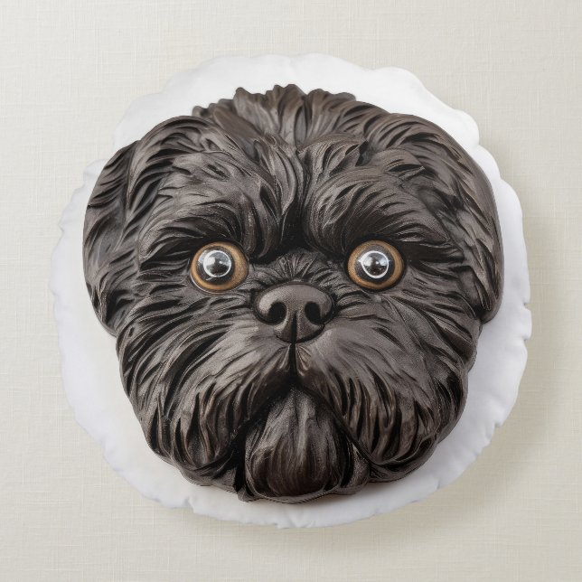 Affenpinscher 3D Inspired Round Cushion (Front)