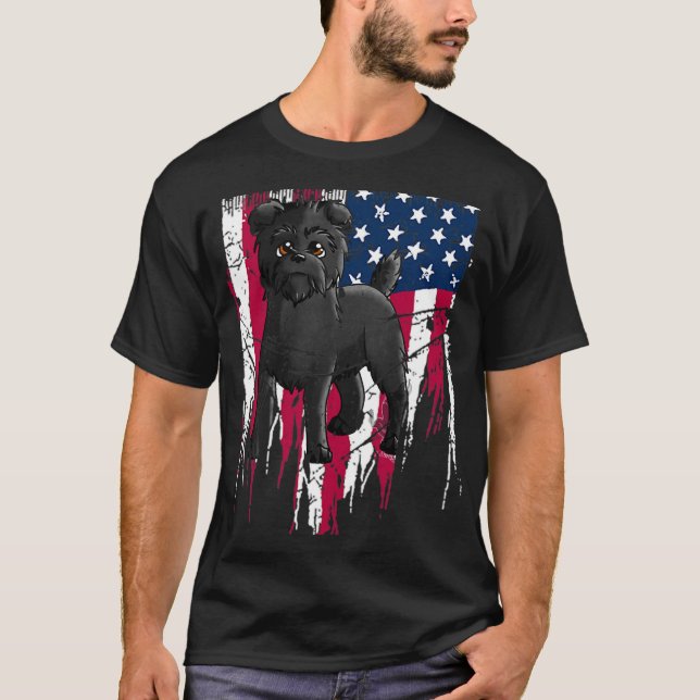 Affenpinscher American Flag USA Awesome T-Shirt (Front)