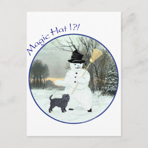 Affenpinscher and Snowman Postcard