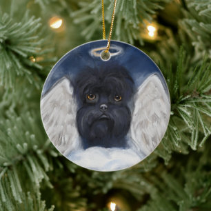 Affenpinscher ANGEL Card Ceramic Tree Decoration