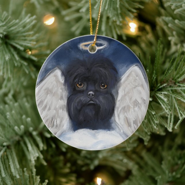 Affenpinscher ANGEL Card Ceramic Tree Decoration (Tree)