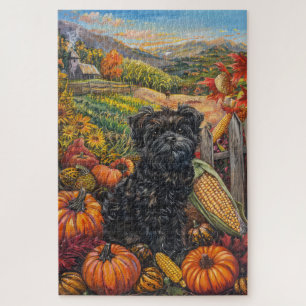 Affenpinscher Autumn Harvest Thanksgiving Dog Jigsaw Puzzle