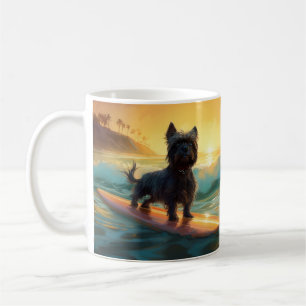 Affenpinscher Beach Surfing Painting Coffee Mug