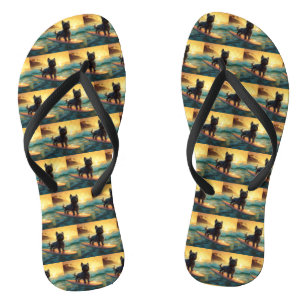 Affenpinscher Beach Surfing Painting Flip Flops