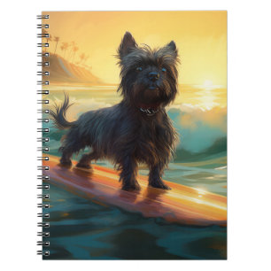 Affenpinscher Beach Surfing Painting Notebook