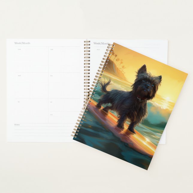 Affenpinscher Beach Surfing Painting Planner (Display)
