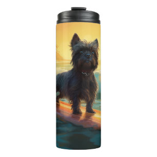 Affenpinscher Beach Surfing Painting Thermal Tumbler
