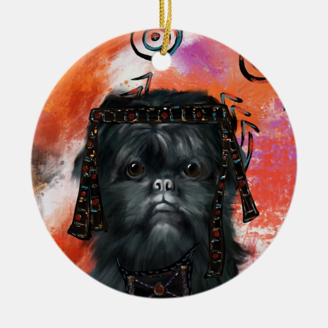 Affenpinscher  ceramic tree decoration (Front)