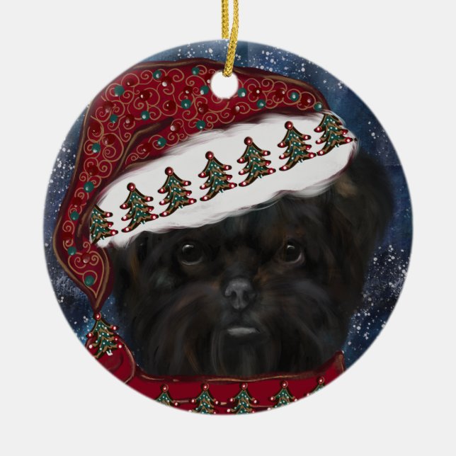 Affenpinscher  ceramic tree decoration (Front)