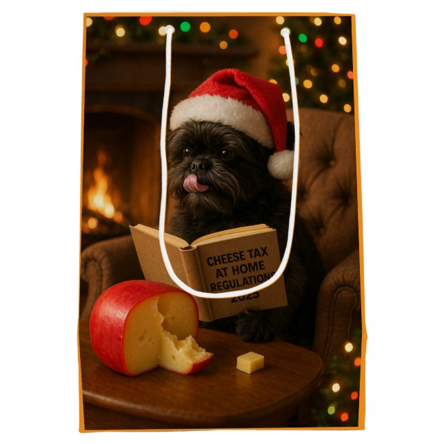 Affenpinscher "Cheese Tax" Christmas Gift Bag (Back)