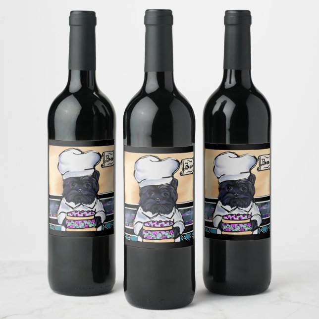 Affenpinscher Chef   Wine Label (Bottles)