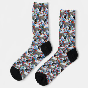 Affenpinscher Christmas Festive Snow Scene Socks