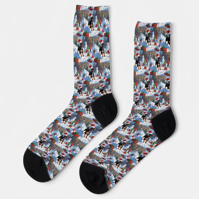 Affenpinscher Christmas Festive Snow Scene Socks (Left)