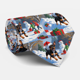 Affenpinscher Christmas Festive Snow Scene Tie