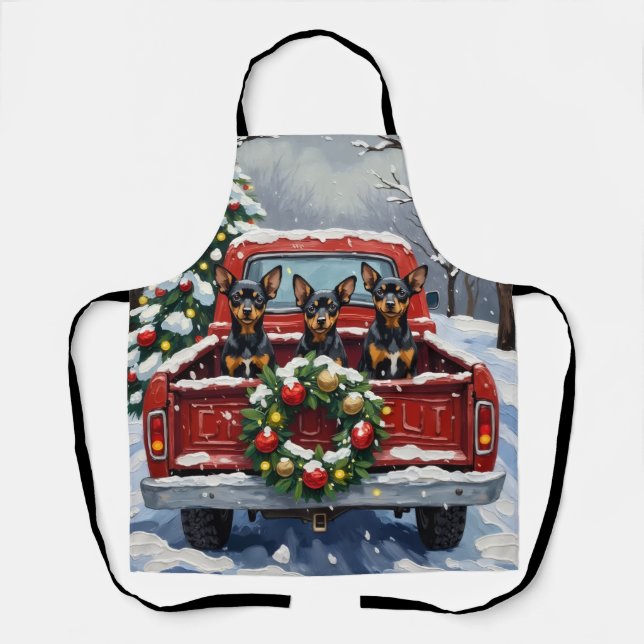 Affenpinscher Christmas Red Truck Holiday Apron (Front)
