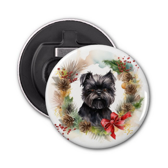 Affenpinscher Christmas Wreath Festive Pup Bottle Opener (Front)