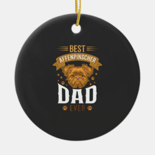 Affenpinscher Dad Ever Dog Face Paw Prints Ceramic Tree Decoration