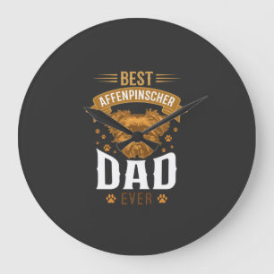 Affenpinscher Dad Ever Dog Face Paw Prints Large Clock