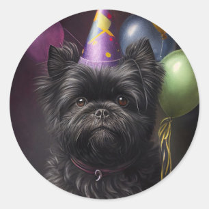 Affenpinscher Dog Birthday Balloons Classic Round Sticker