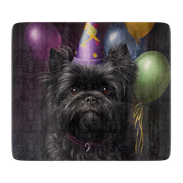 Affenpinscher Dog Birthday Balloons Cutting Board (Front)