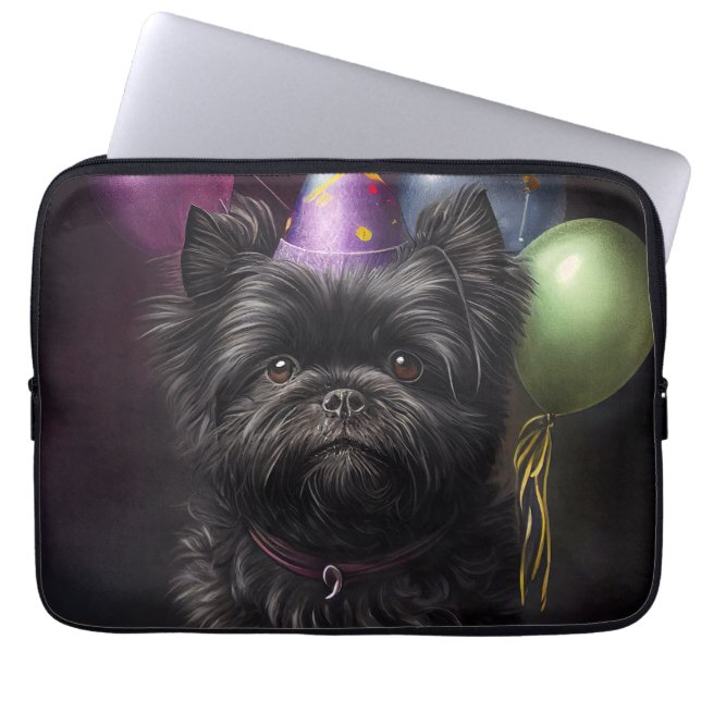 Affenpinscher Dog Birthday Balloons Laptop Sleeve (Front)