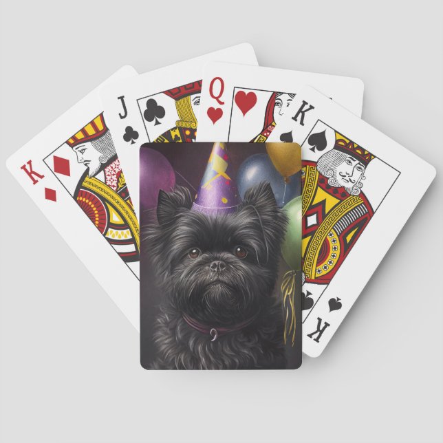 Affenpinscher Dog Birthday Balloons Playing Cards (Back)