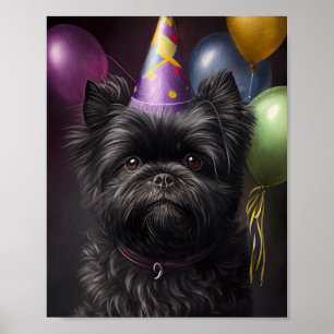 Affenpinscher Dog Birthday Balloons Poster