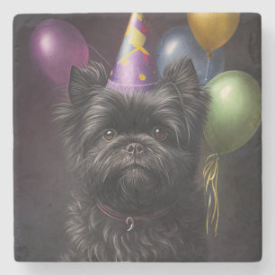 Affenpinscher Dog Birthday Balloons Stone Coaster