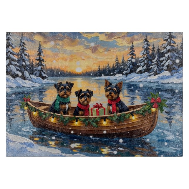 Affenpinscher Dog Christmas Boat Holiday Cutting Board (Front)