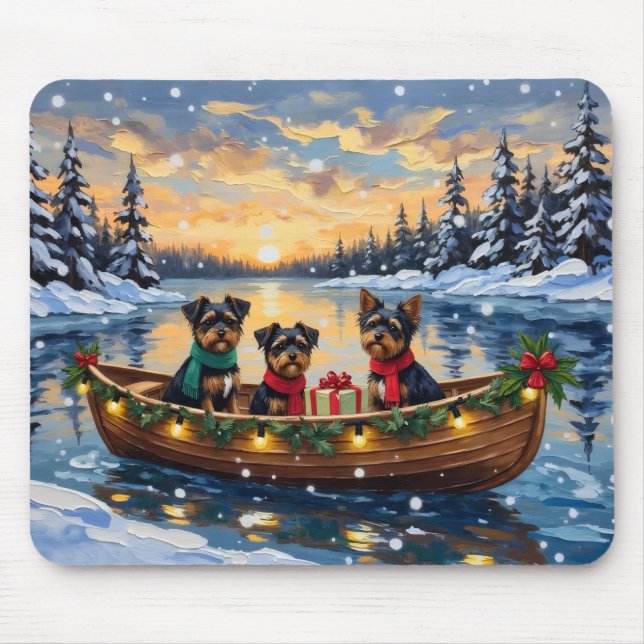 Affenpinscher Dog Christmas Boat Holiday Mouse Mat (Front)