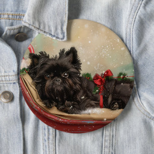 Affenpinscher Dog Christmas Festive 6 Cm Round Badge