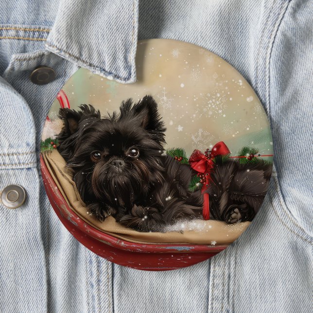 Affenpinscher Dog Christmas Festive 6 Cm Round Badge (In Situ)