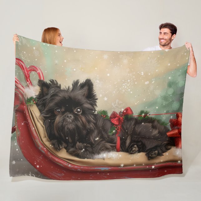 Affenpinscher Dog Christmas Festive Fleece Blanket (In Situ)