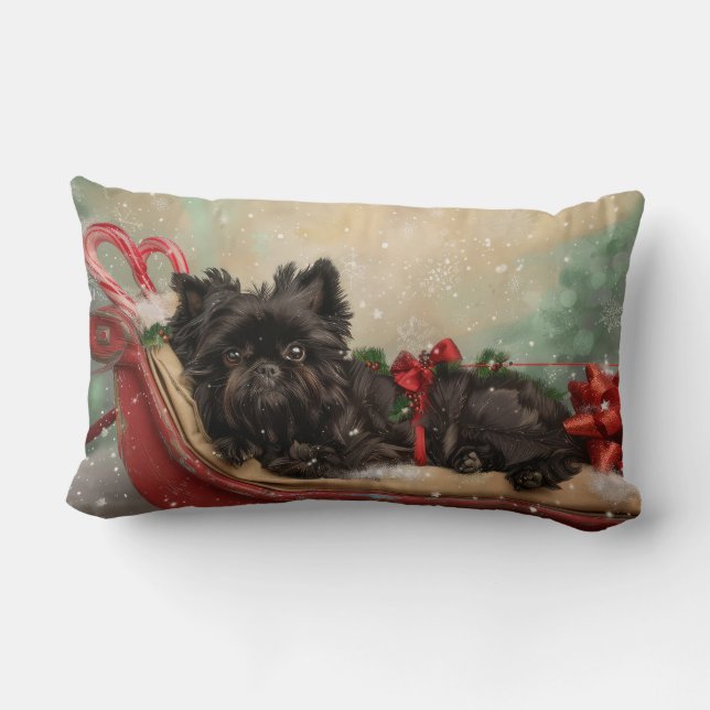 Affenpinscher Dog Christmas Festive Lumbar Cushion (Back)