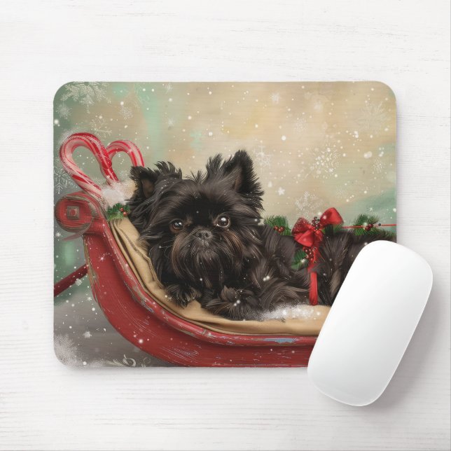 Affenpinscher Dog Christmas Festive Mouse Mat (With Mouse)