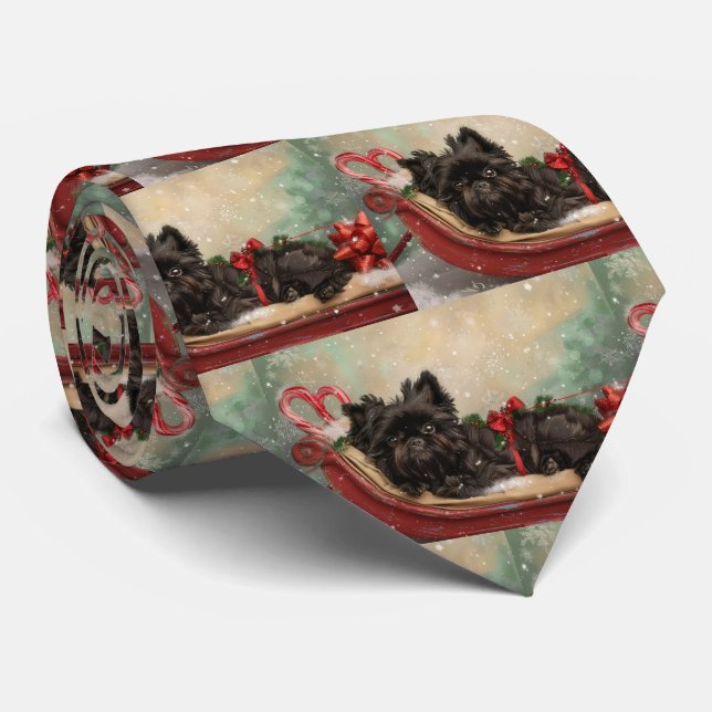 Affenpinscher Dog Christmas Festive Tie (Rolled)